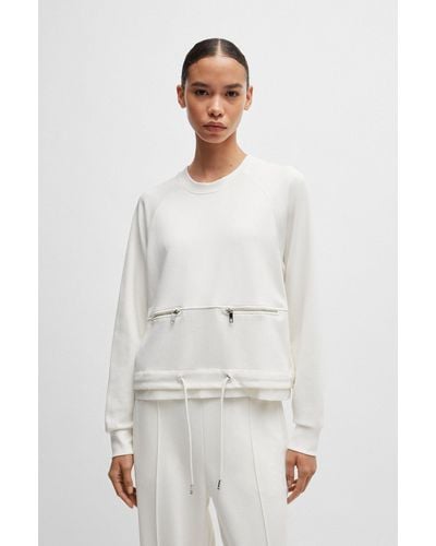 BOSS Adjustable-hem Sweatshirt With Zip Details - White