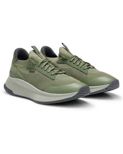 BOSS Ttnm Evo Trainers With Knitted Upper - Green