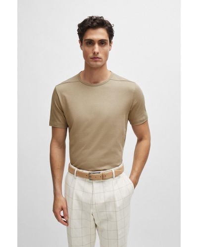 BOSS Cotton-blend Regular-fit T-shirt With Ergonomic Seams - Green