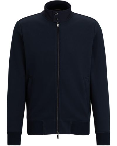 BOSS Regular-Fit Jacke aus verschiedenen Materialien mit Reißverschluss - Blau