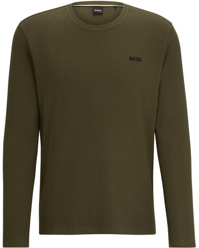 BOSS Pyjama-t-shirt Met Logostiksel Van Een Katoenmix - Groen