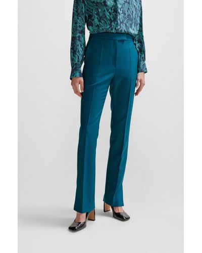 BOSS Slim-fit Pants In Virgin-wool Twill - Blue