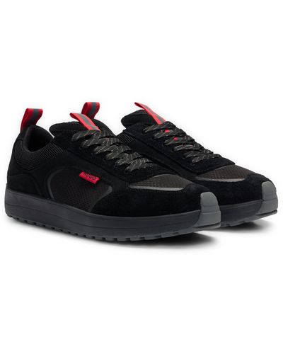 HUGO Suede Sneakers With Driver Sole - Black