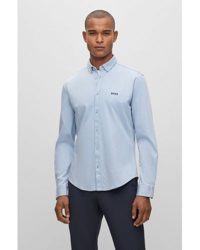 Chemise Regular Fit en jersey de coton pointes boutonn es BOSS