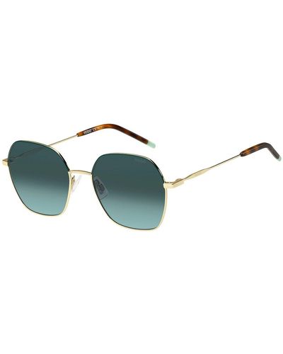 HUGO Gold-tone Sunglasses With Havana-acetate End Tips - Multicolour