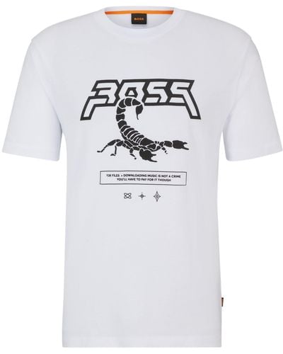 BOSS T-shirt Van Katoenen Jersey Met Nieuw Artwork - Wit