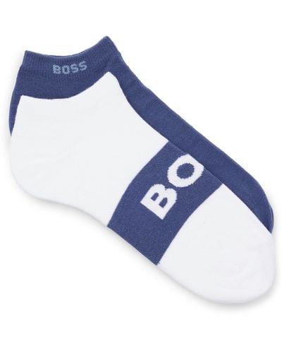 BOSS Zweier-Pack knöchellange Socken mit Logo-Details - Blau