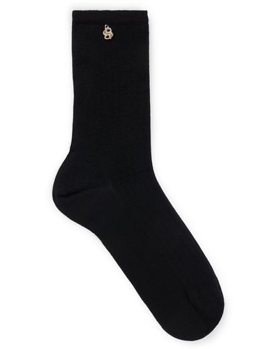 BOSS Mittelhohe Socken mit metallenem Doppel-Monogramm - Schwarz