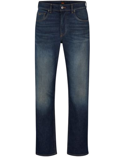 BOSS Relaxed-fit Jeans Van Beige-blauw Stretchdenim