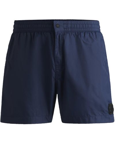 BOSS Fully Lined Swim Shorts With Double B Monogram - Blue