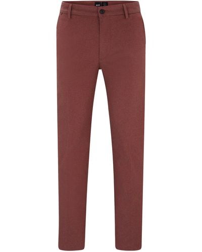 BOSS Regular-Fit Hose aus Baumwoll-Mix mit Twill-Struktur - Rot
