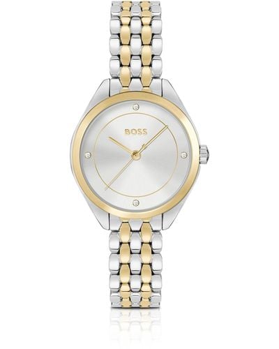 BOSS Crystal-index Watch With Two-tone Bracelet Women's Watches Size Onesi - Metallic