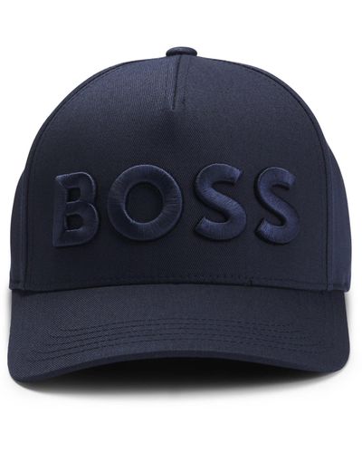 BOSS Cap aus Baumwoll-Twill mit 3D-Logo-Stickerei - Blau