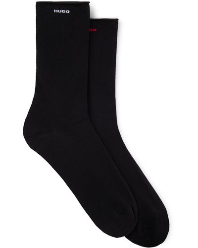 HUGO Two-pack Of Regular-length Socks With Seamless Cuffs - Black