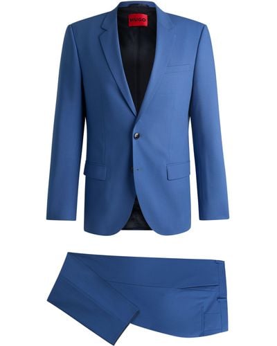 HUGO Costume Slim Fit en tissu stretch performant - Bleu