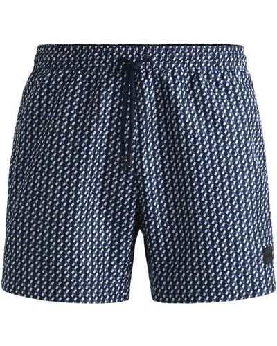 BOSS Logo-label swim shorts with seasonal pattern - Blau
