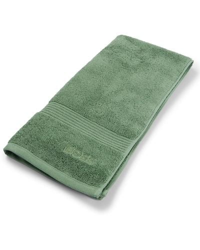 BOSS Logo Bath Towel In Aegean Cotton - Green
