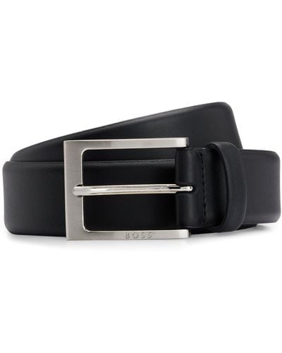BOSS Nappa-leather Belt With Pin Buckle - White