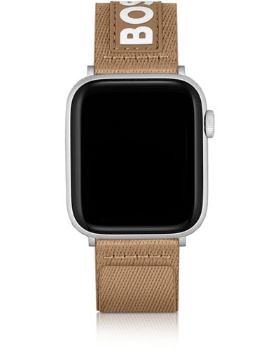 BOSS by HUGO BOSS Camel-toned Woven Strap For Apple Watch With Contrast Logo Men's Watches - Black