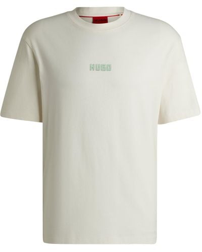 HUGO Relaxed-Fit T-Shirt aus Baumwolle mit großen Logos auf der Rückseite - Weiß