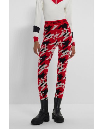 BOSS X Perfect Moment Virgin-wool leggings With Branding - Red