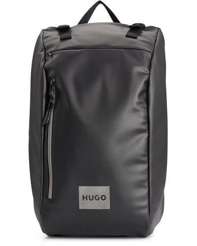 HUGO Backpack With Decorative Reflective Logo Print - Black