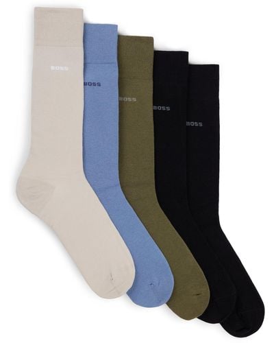 BOSS Five-pack Of Cotton-blend Regular-length Socks - Black