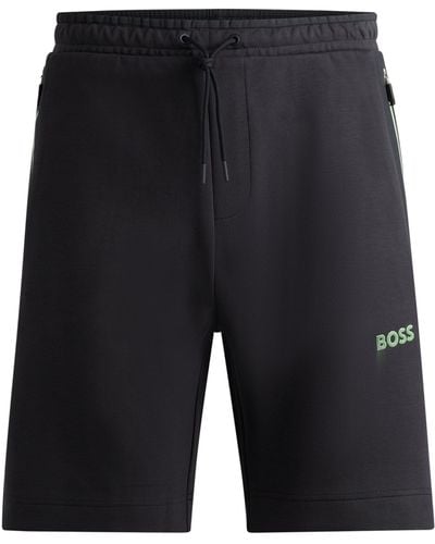 BOSS Shorts aus Baumwoll-Mix mit erhabenem 3D-Logo - Blau