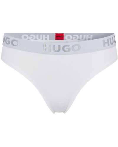 HUGO String en coton stretch avec taille logotée - Blanc