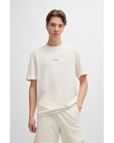 HUGO Relaxed-fit T-shirt In Cotton With Large Rear Logos - White