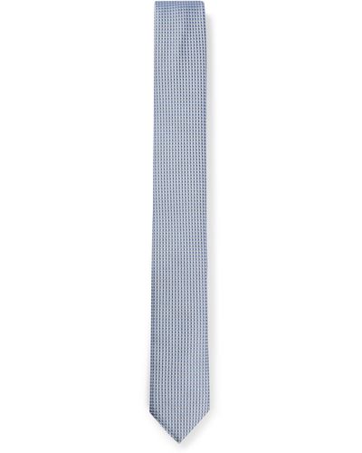 HUGO Silk-blend Tie With Jacquard Pattern - White