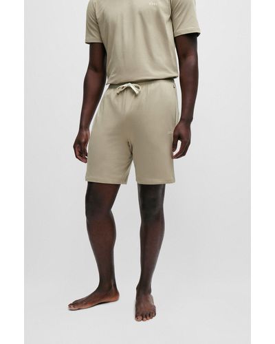 BOSS Shorts de algodón elástico con logo bordado y cintura con cordón - Neutro