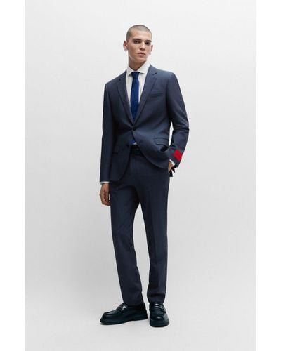 HUGO Slim-fit Suit In Stretch Twill - Blue