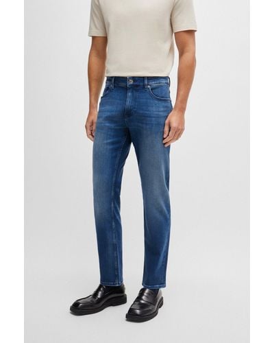 BOSS Slim-fit Jeans In Blue Cashmere-touch Denim