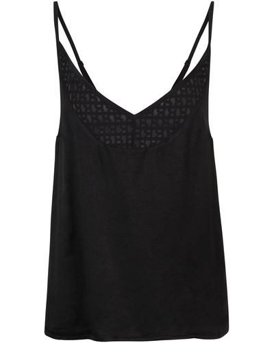 BOSS Satin Pyjama Camisole With V-neck And Monogram Details - Black