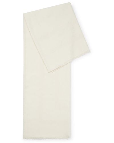 BOSS by HUGO BOSS Square Scarf In Silk And Wool With Logo Details - White
