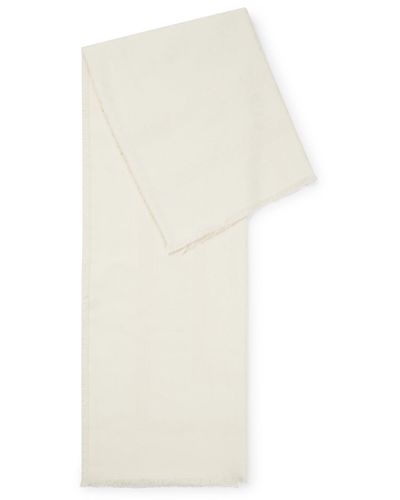 BOSS Sciarpa quadrata in seta e lana con loghi - Bianco