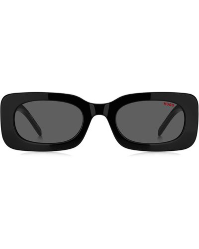 BOSS by HUGO BOSS Sonnenbrille aus schwarzem Acetat mit abnehmbarem Slogan-Riemen