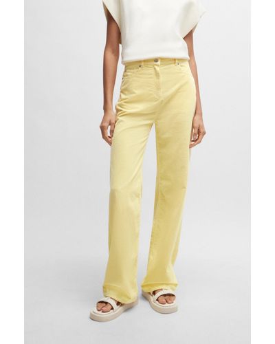 BOSS Regular-fit Trousers In Cotton-blend Corduroy - Yellow