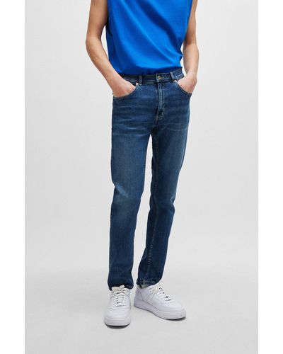 HUGO Extra-slim-fit Jeans In Mid-blue Stretch Denim