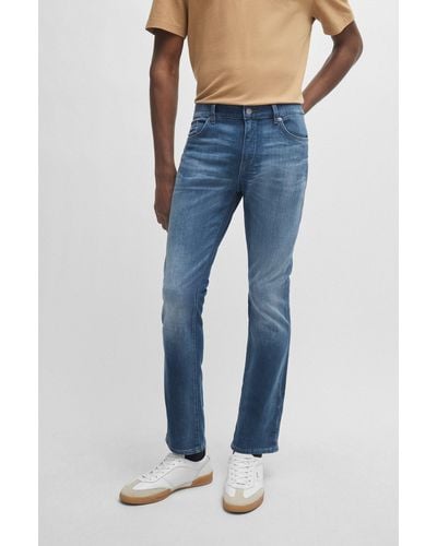 BOSS Slim-fit Jeans In Blue Italian Cashmere-touch Denim