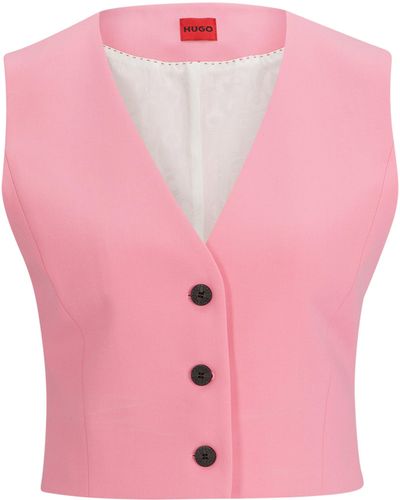 HUGO Regular-Fit Anzugweste in Cropped-Länge aus Stretch-Gewebe - Pink