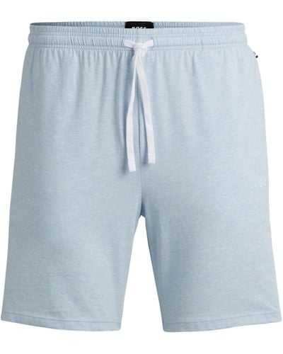 BOSS Shorts aus Stretch-Baumwolle mit Tunnelzugbund und Logo-Stickerei - Blau