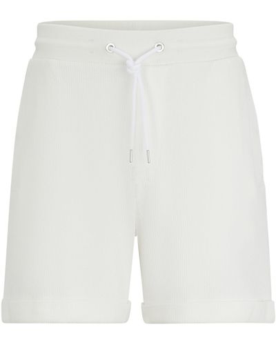 BOSS Oversized-fit Shorts Met Zilverkleurige Details - Wit