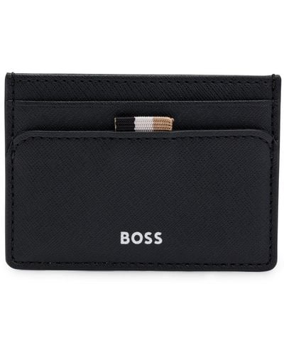 BOSS Card Holder With Signature Stripe And Logo Detail - Black