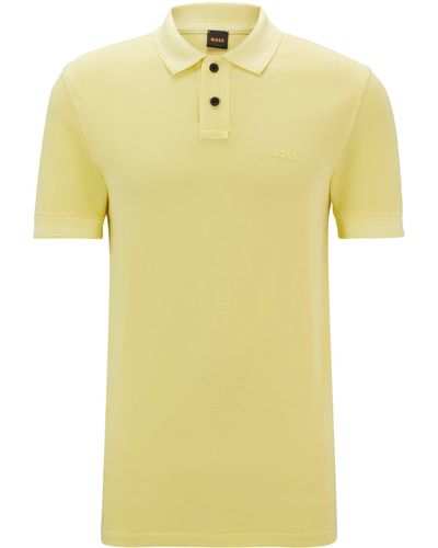 BOSS Poloshirt aus Baumwoll-Piqué mit Logo-Print - Gelb
