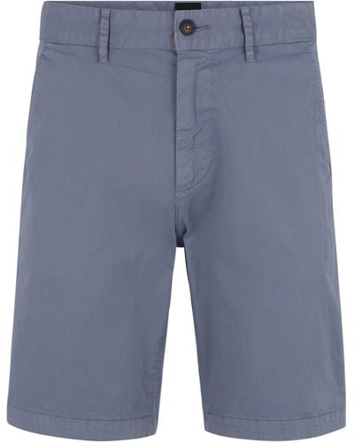 BOSS Slim-Fit Shorts aus elastischem Baumwolle-Twill - Blau