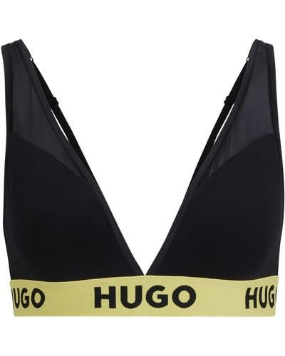 HUGO Stretch-modal Triangle Bra With Logo Waistband - Black