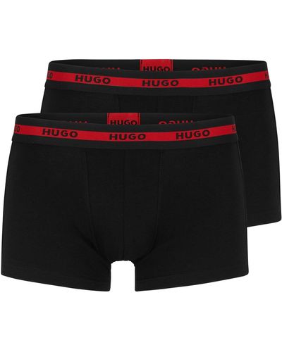BOSS by HUGO BOSS Two-pack Of Logo-waistband Trunks In Stretch Cotton - Black