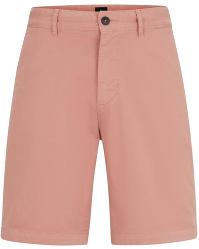 BOSS Slim-Fit Shorts aus elastischem Baumwolle-Twill - Pink